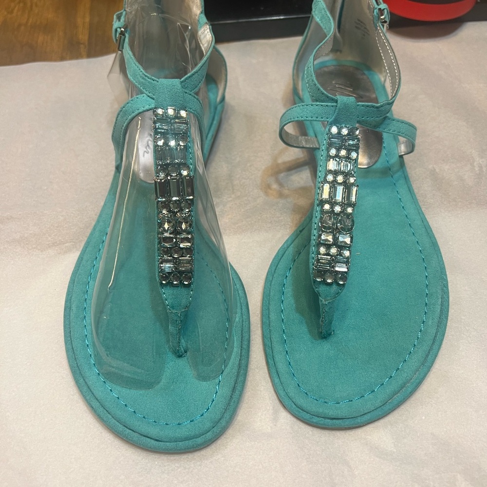 Teal rhinestone sandals (New Without Box)